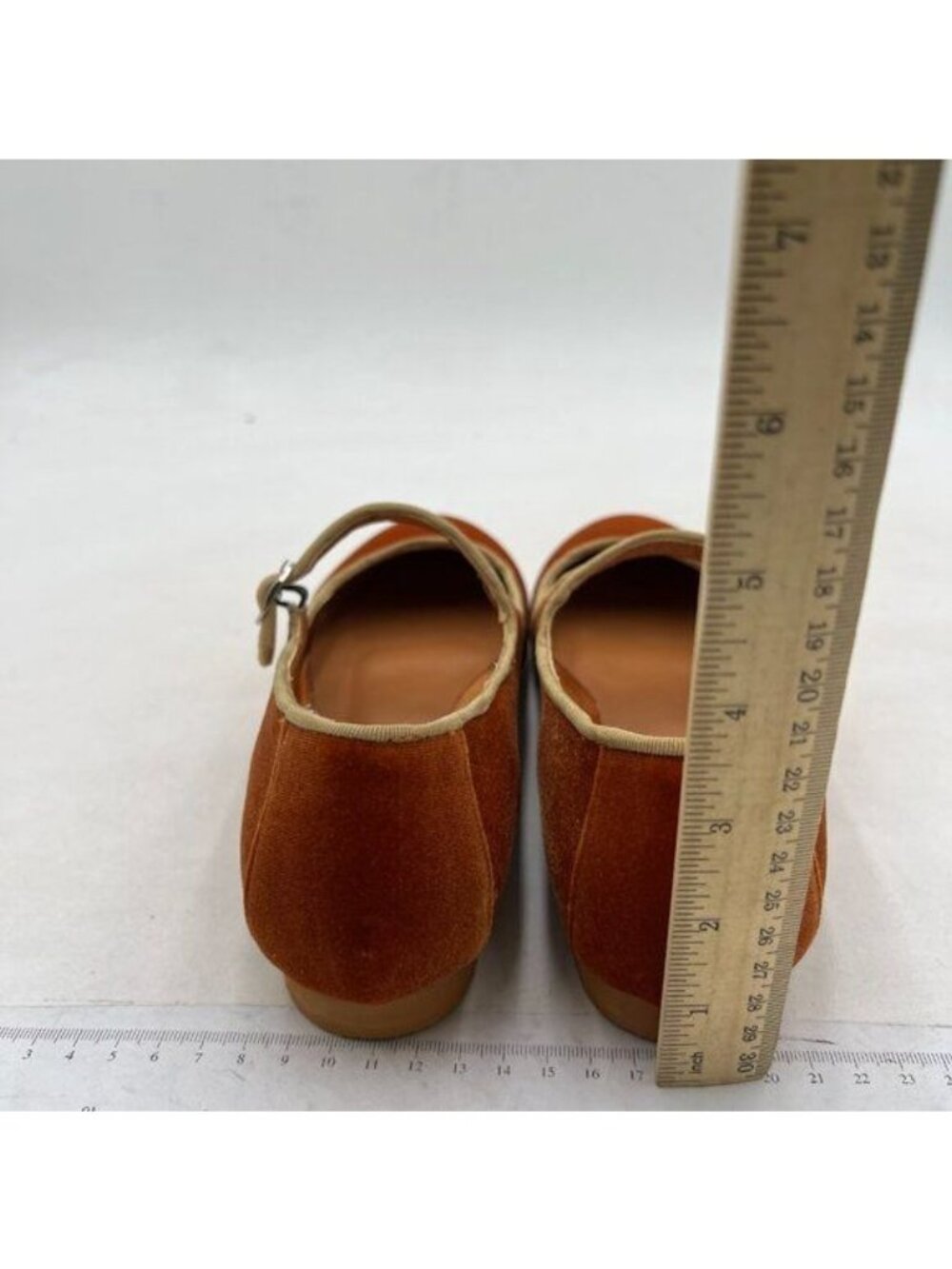 Women's Velvet Mary Jane Flats in Mustard - Picture 5 of 8